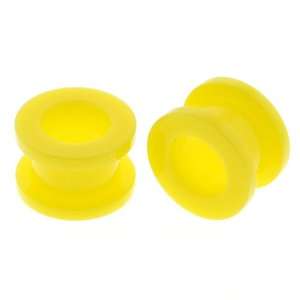 Yellow Neon Acrylic Flesh Tunnels   00G   Sold as a Pair Jewelry