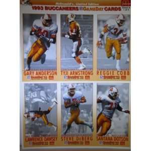  1993 Mcdonalds Gameday Cards Tampa Bay Buccaneers Sheets 