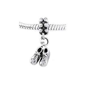    Sterling Silver Baby Shoes Booties Dangle Bead Charm Jewelry