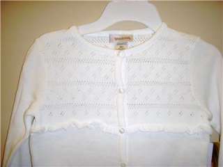 Girls White Dressy Button Cardigan Sweater Cotton  