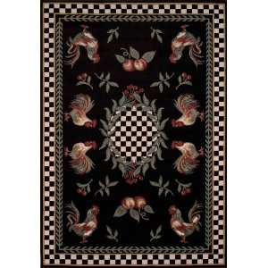 Country Floral Kitchen Area Rugs Carpet Black 2x7 Runner rooster 