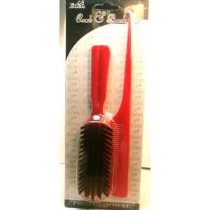  Rat Tail Comb & Brush Set   Red 