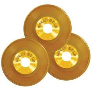  Gold Plastic Records Party Accessory (1 count) (3/Pkg 