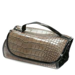  Gray Croc 4 Section Roll Up Cosmetic Travel Case Beauty