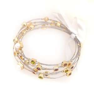 David Yurman Style Color Crystal and Cream Pearl Cable Bracelet