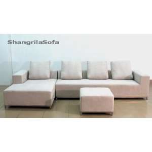  Grey Fabric Sectional Sofa Chaise and Ottoman Set