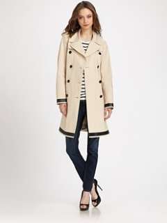 Theory   Clyree Cotton Contrast Trim Trenchcoat