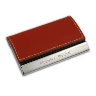 Quality Leatherette Red Business Card Case Free Engraving  