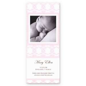  Pink Toile Birth Announcement
