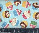 cupcakes frosted confections bakery toss on 100 % cotton fabric