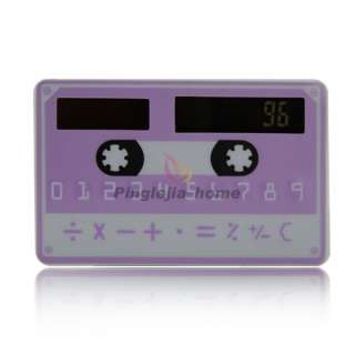Purple Mini Slim Credit Card Solar Power Pocket Calculator HM089 PU H 