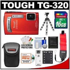 Olympus Tough TG 320 Shock & Waterproof Digital Camera (Red) with 16GB 