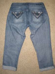 Womens GUESS CAPRIS CROPPED Jeans Distressed Cuffs SZ 30  