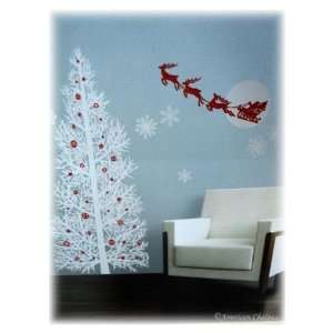   42 Silver Christmas Tree & Santa Wall Mural Sticker