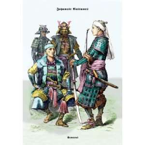  Japanese Costumes Samurai 12x18 Giclee on canvas