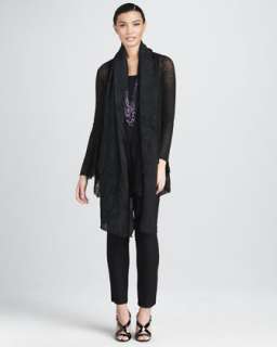 Sheer Ribbed Cardigan, Silk Jersey Tunic, Washable Crepe Slim Ankle 