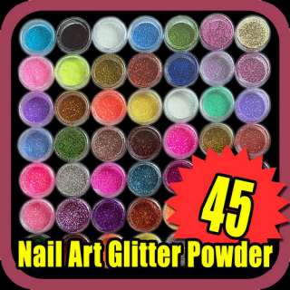 45 x nail art glitter powder dust tips decoration S040  