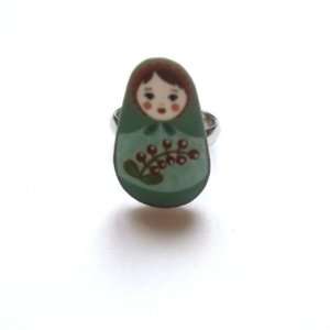   Sour Cherry Silver plated base Nested Russian Doll Ring 2 Jewelry