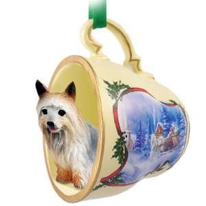  Silky Terrier Christmas Ornament Sleigh Ride Tea Cup Pet 