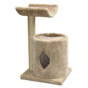  2 Tier Cat Scratching Post w Condo and Perch