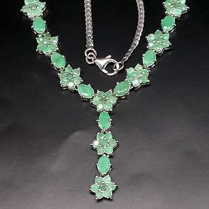 GRACEFULLY NATURAL TOP GREEN EMERALD 14K WHITE GOLD COATING 925 