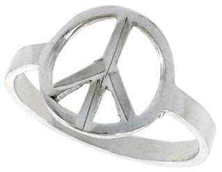 Sterling silver Peace Symbol Ring Band 925  