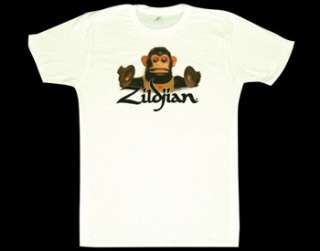 Zildjian Cymbals White Monkey Tee Shirt T Shirt Sizes S M L XL  