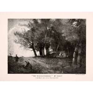 Wood Engraving (Photoxylograph) Corot Woodgatherers Rural Forest Trees 