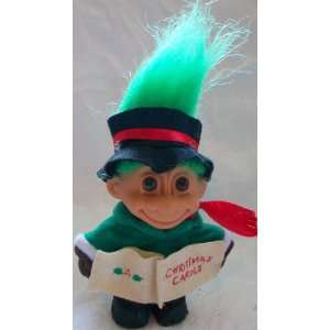 Russ Berrie Good Luck Troll Green Hair, Christmas Carols 3 Tall Doll 