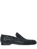 JIMMY CHOO   COARSE GLITTER SLOANE LOAFERS