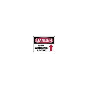   Vinyl Value Construction Sign Danger Men Working Above With Red Arrow