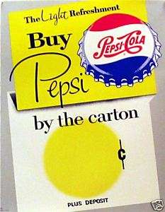1960s Pepsi Cola Store Display Soda Pop Sign Old Stock  