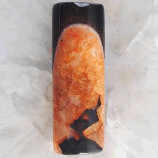 41x14 mm Orange Onyx Geode Druzy Agate Pendant Bead E19822  