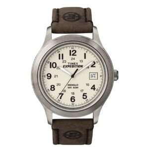 TIMEX EXPEDITION METAL FIELD FULL SIZE WATCH SILVER/BROWN  