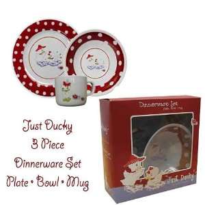 Just Ducky Retro Dinerware Set of Plate Bowl and Mug