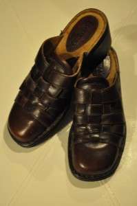   Brown LEATHER ~ sz 39 / 8 ~ Lattice Weave CLOG shoes Worn ONCE  