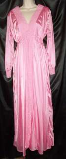 VINTAGE MISS ELAINE PINK NIGHTGOWN AND ROBE SET LARGE NYLON  