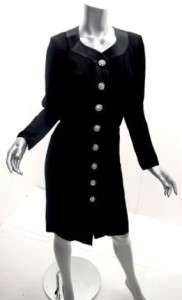 YVES SAINT LAURENT ENCORE VINTAGE BLACK Coat Dress 6  