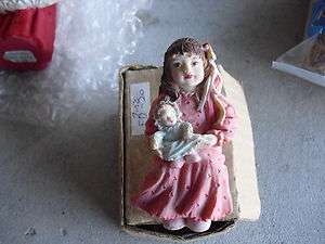   Artisan Flair Sitting Girl with Doll Dollhouse Figurine 3 Tall  