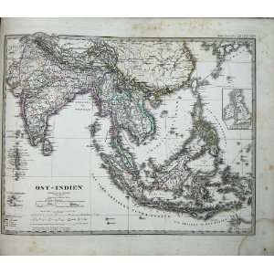    Indien 1876 Stielers Map Ceylon Bengal China Borneo