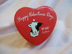   Valentines Day Got Milk Tin Heart shaped with cow on top  