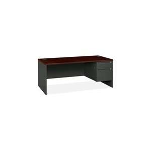  HON 38000 Series 72 Right Pedestal Desk   Charcoal Gray 