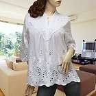   Smith Blue Eyelet Asymetric Cardigan Sweater COTTON 3/4 Sleeves L