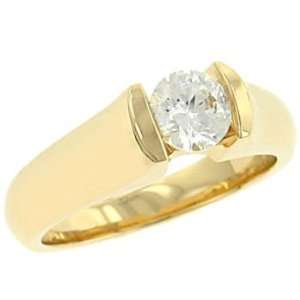  Half Bezel Set Solitaire Engagement Ring (cz ctr) Jewelry