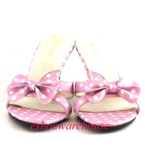 Soo Cute Mid Heel Slide Light Pink Polka Dot Sandals  