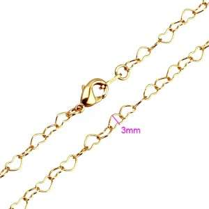 N10 necklace 18k yellow gold filled heart 3mm chain 50cm GF new 18ct 