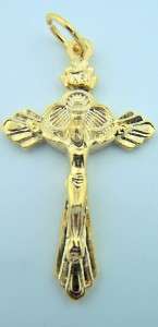 Petite Body of Christ Cross Crucifix Gold Gild Made In Italy 1 1/4 