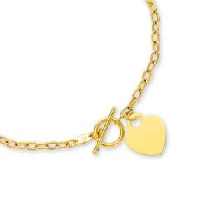 Heart Tag Toggle Necklace Chain REAL 14K Yellow Gold  