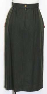 GREEN Loden WOOL German Straight Pleated Suit SKIRT 6 S  