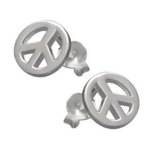   German 925 Sterling Silver Stud Earrings Peace Love matte OPZ Jewelry